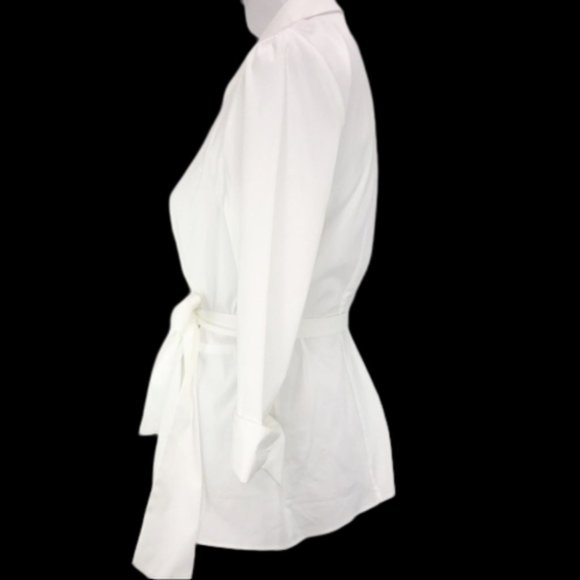 Lafayette 148 Jillian Wrap Side White Blouse 12 - Picture 2 of 4